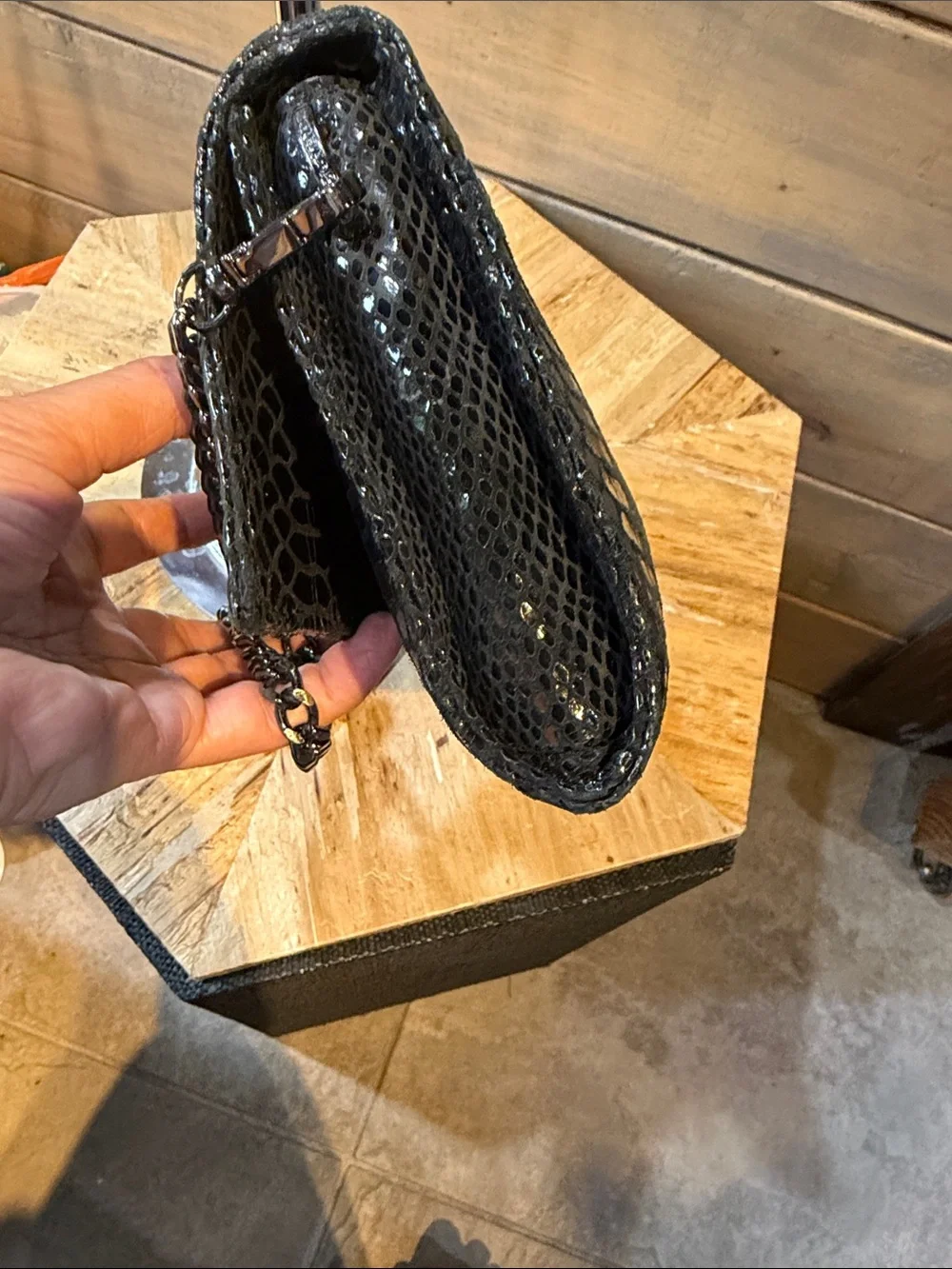 Michael Kors Black Studded Chain Shoulder Clutch Antonia